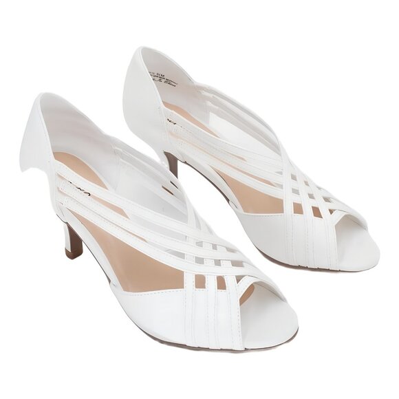 Easy Street Peep Toe Strappy Dress Pumps White 8.5M - Picture 4 of 6